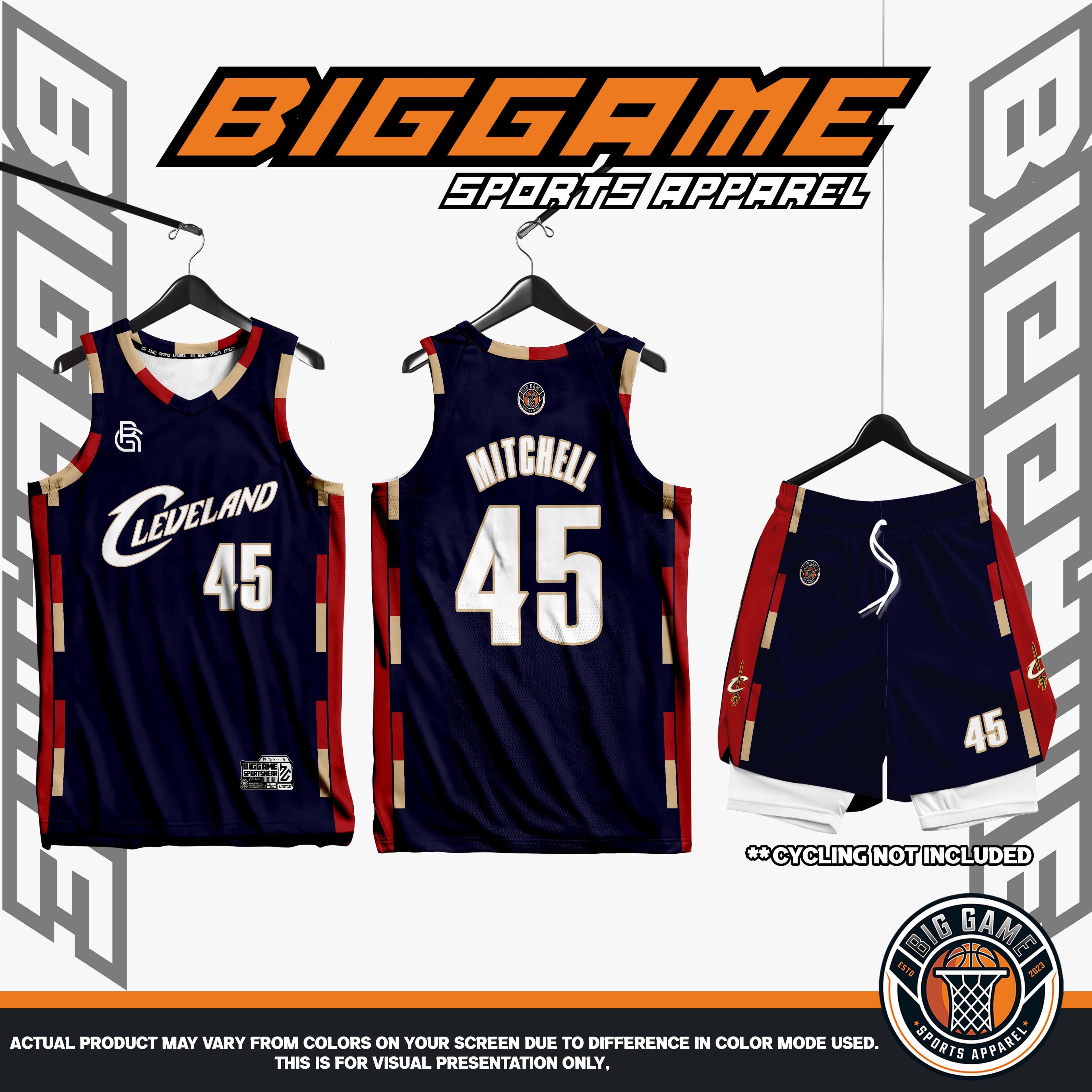 Wine & Gold full-sublimation custom basketball jersey and shorts set, front and back view