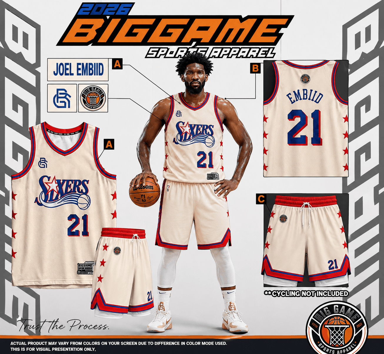 Classic White full-sublimation custom basketball jersey and shorts set, front and back view