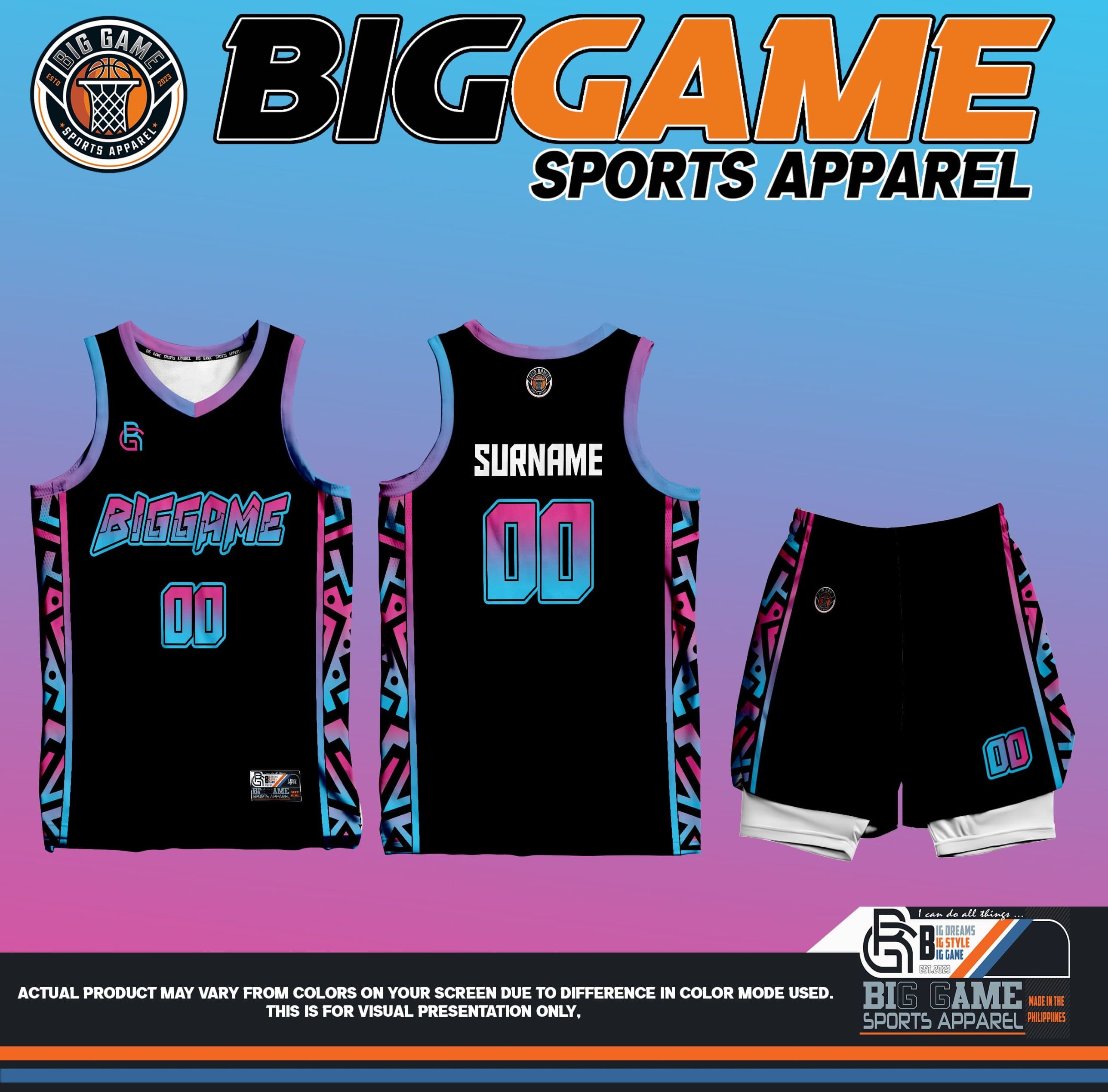 BASILIUS jersey and shorts set, pink-to-blue gradient