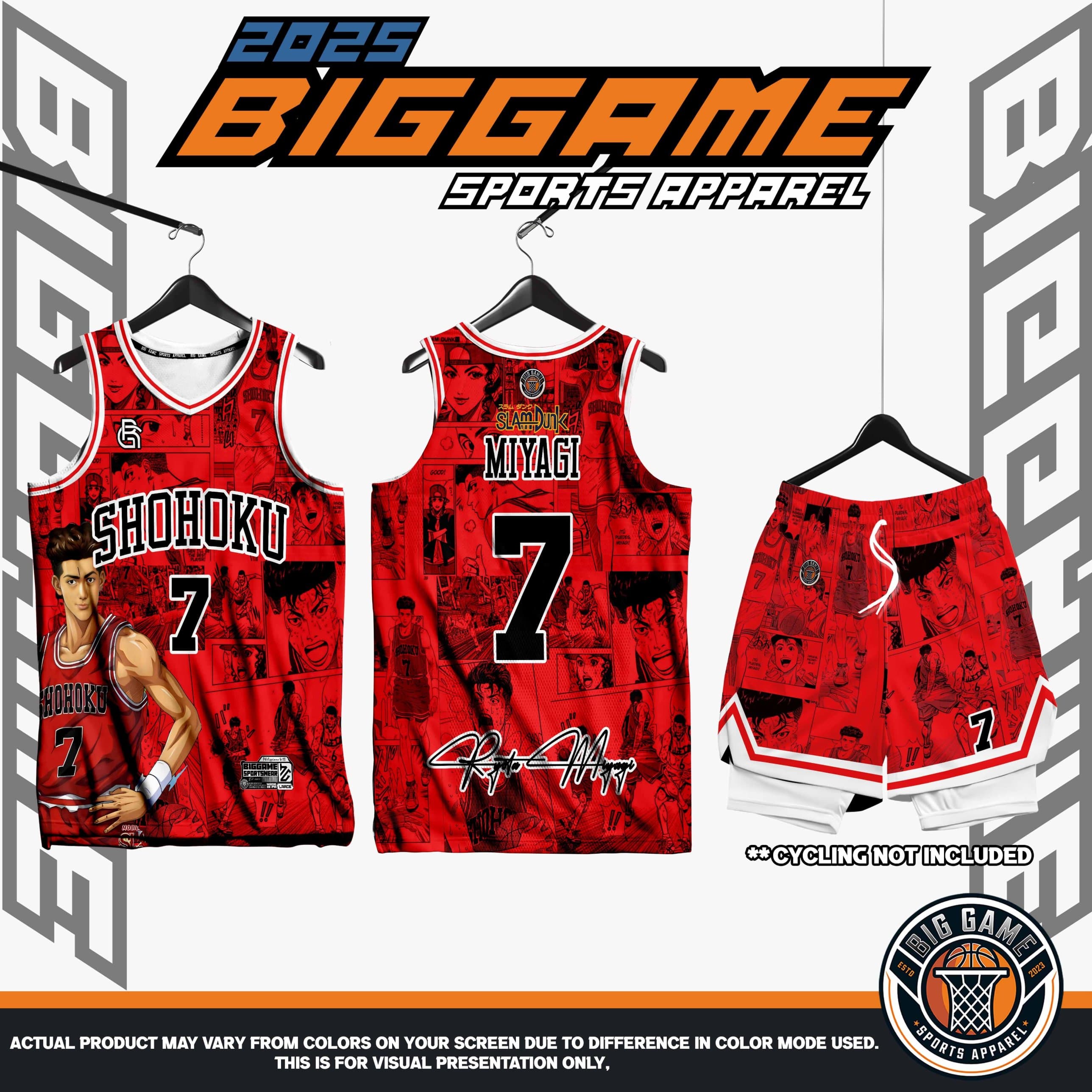 Miyagi red jersey and shorts set, Shohoku 7
