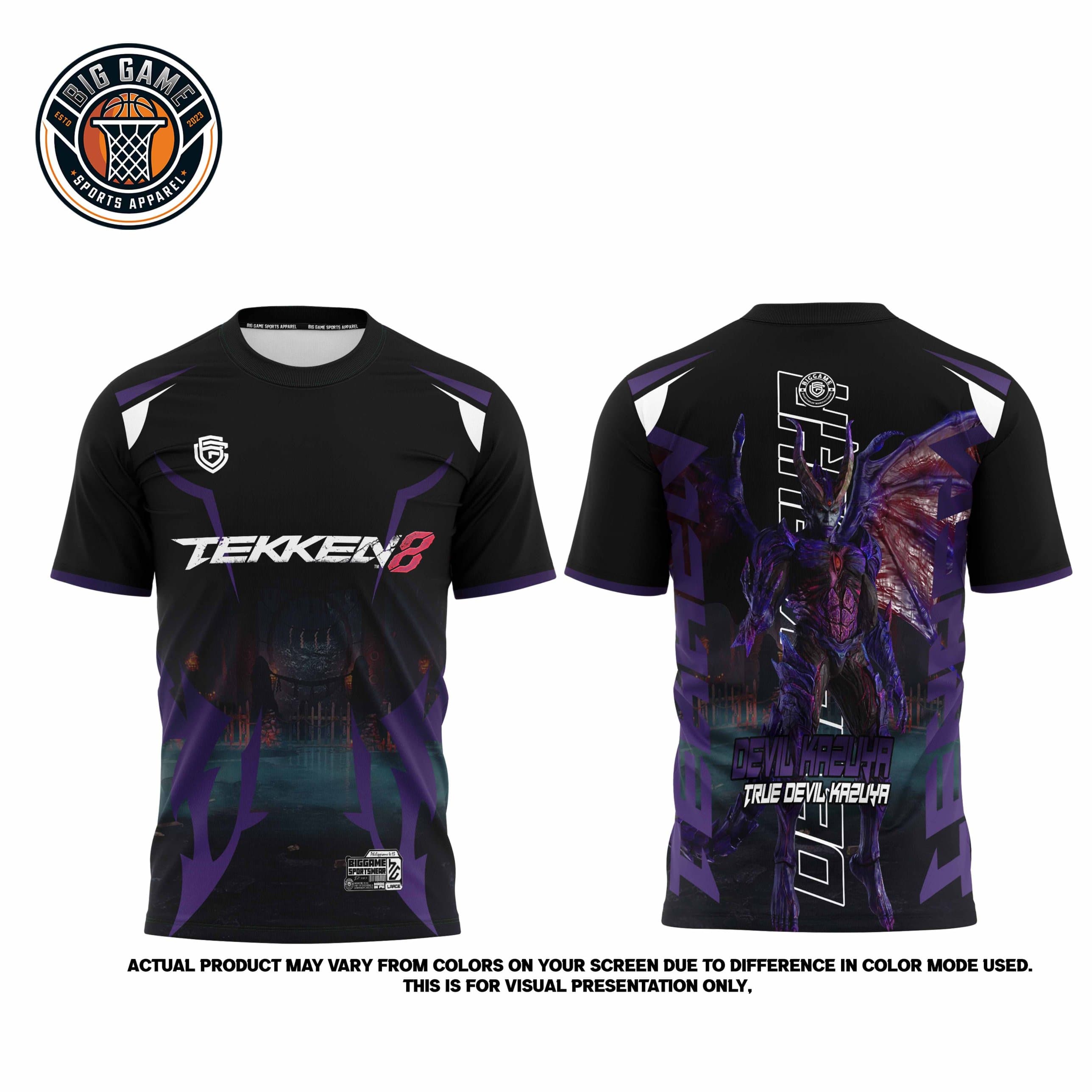 Devil Kazuya Tekken 8 t-shirt set, front and back
