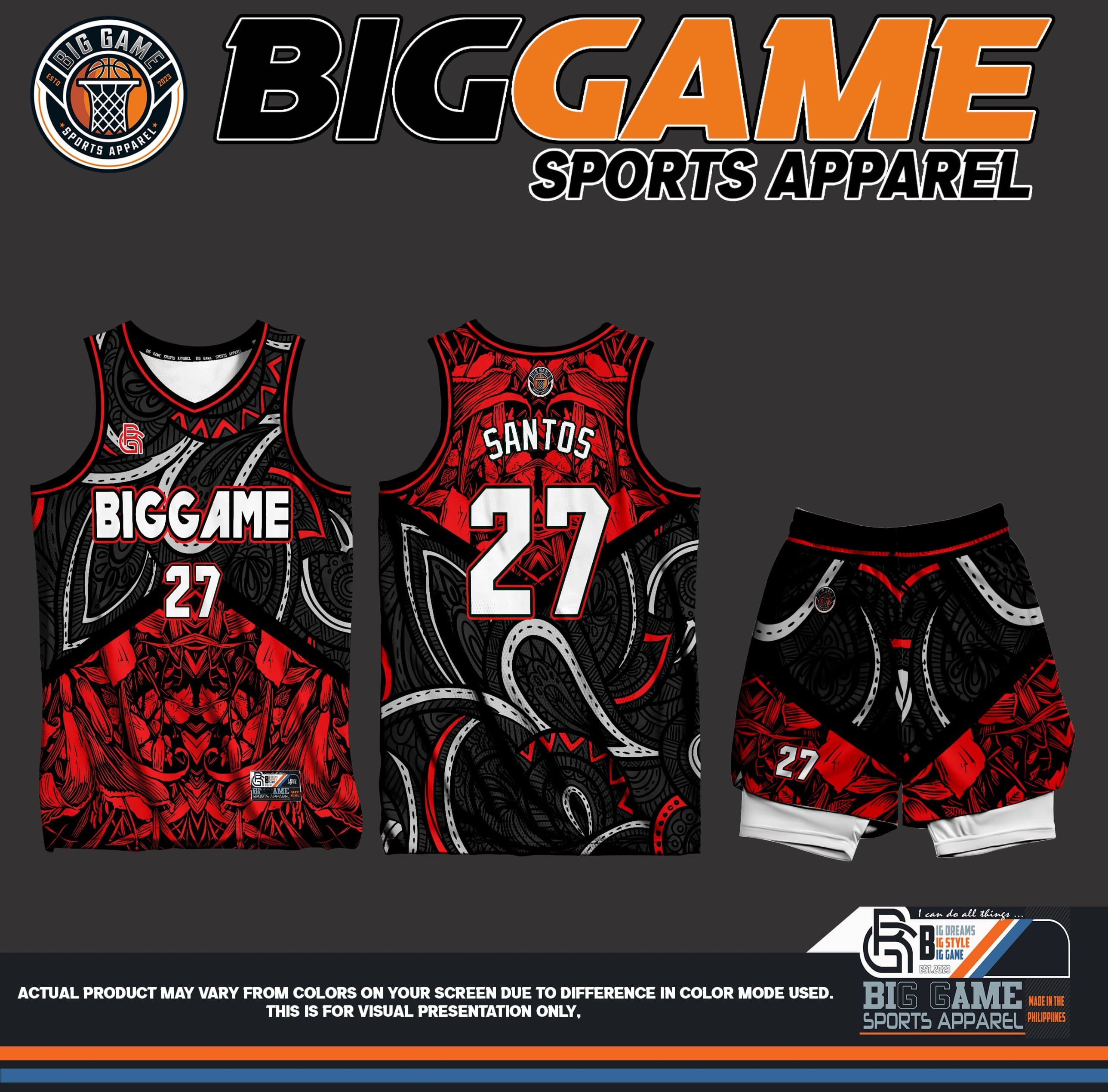 Grimstroke jersey, shorts and warmer set, black red and gray tribal mandala pattern design