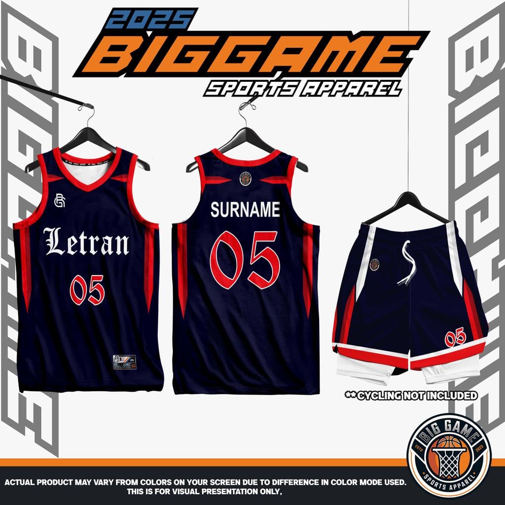 Letran red jersey and shorts set layout