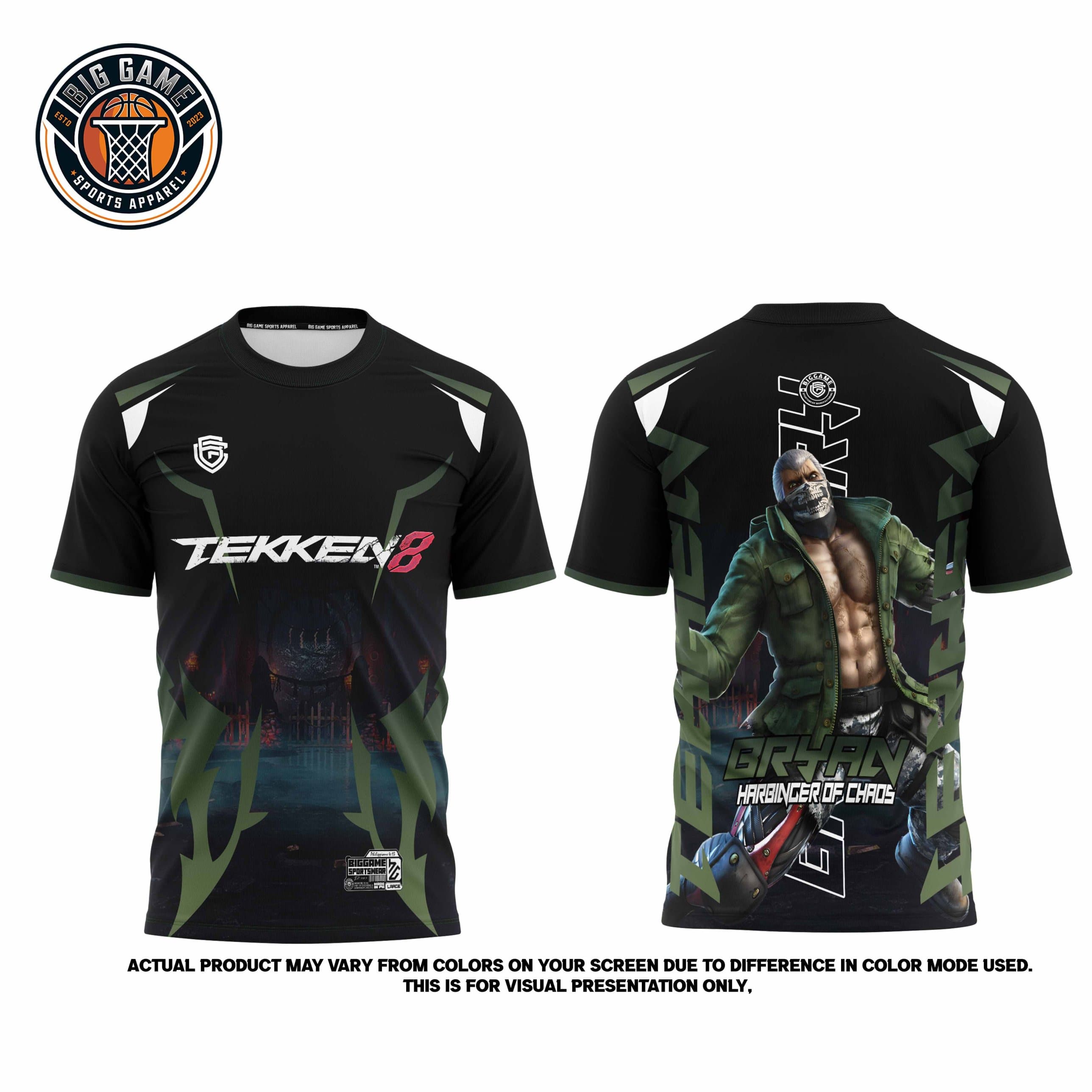 Bryan Tekken 8 t-shirt set, front and back