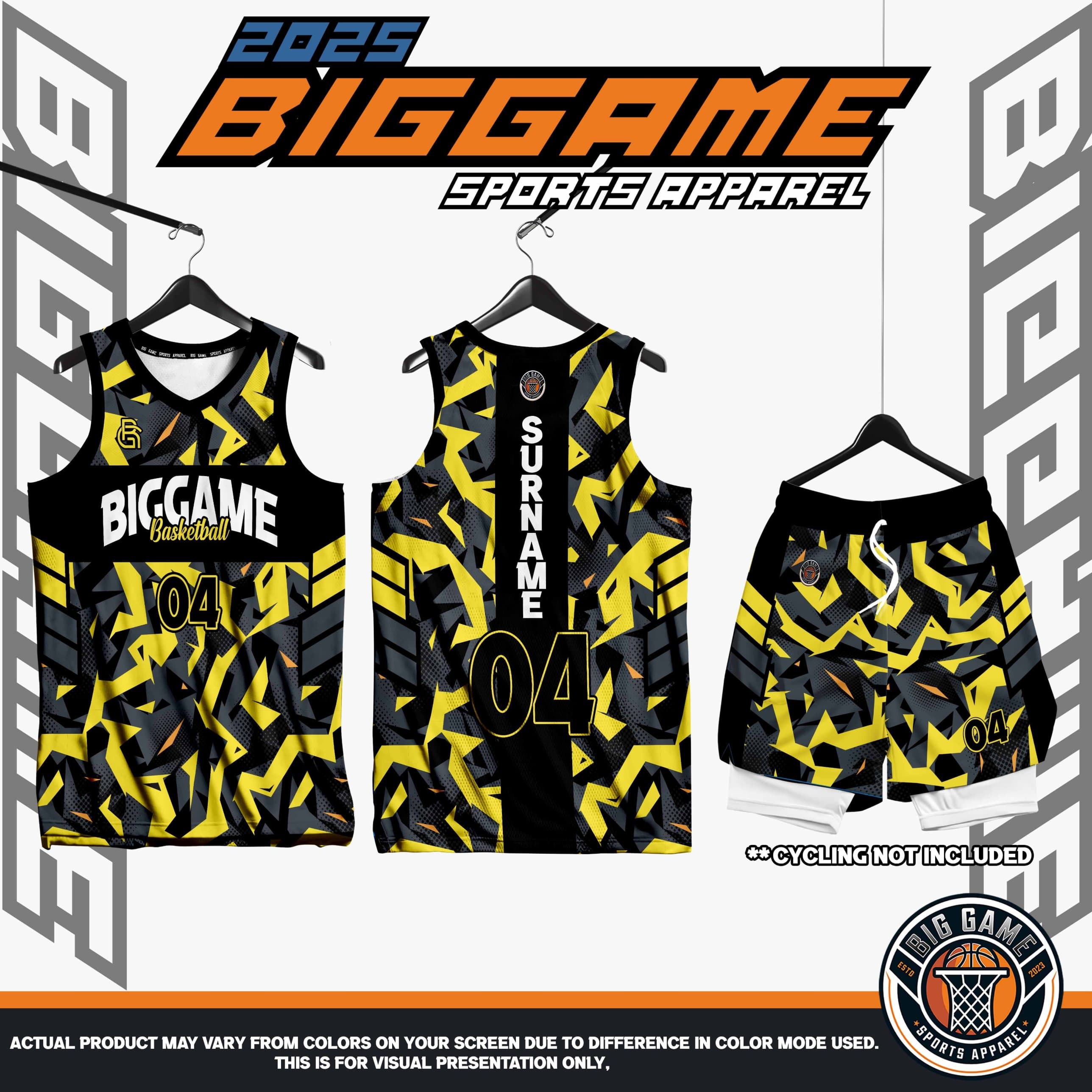 WASP basketball jersey and shorts set in yellow