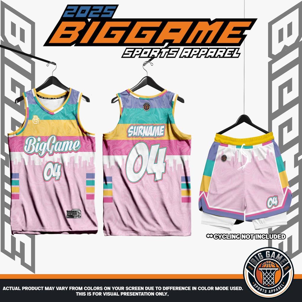 Pastel jersey and shorts set, pastel color block design