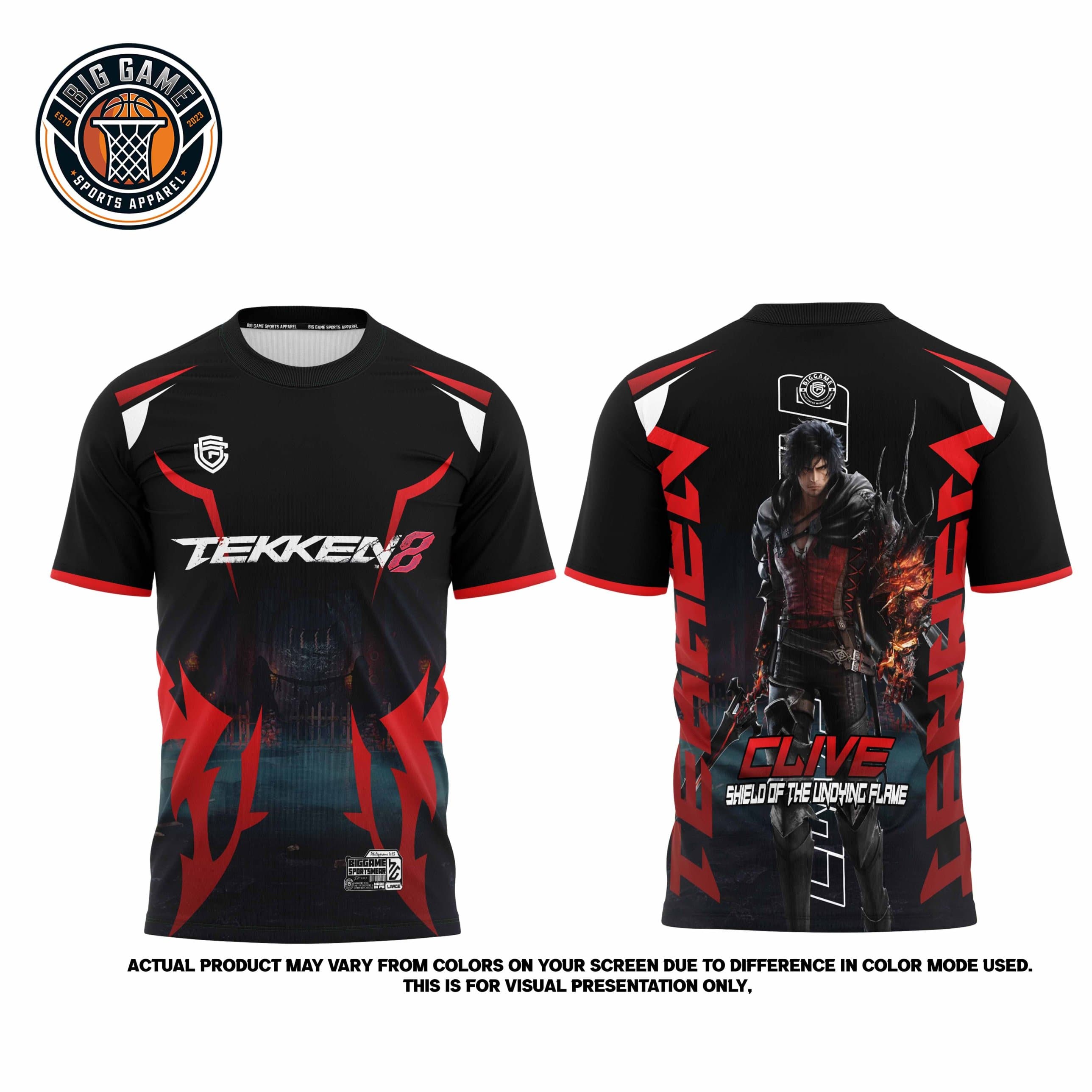 Clive Tekken 8 t-shirt set, front and back