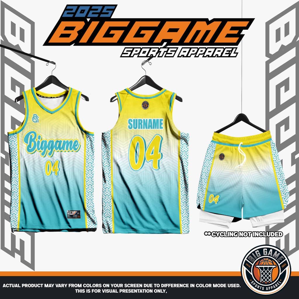 GOLDEN BLUE jersey and shorts set, yellow-to-teal gradient