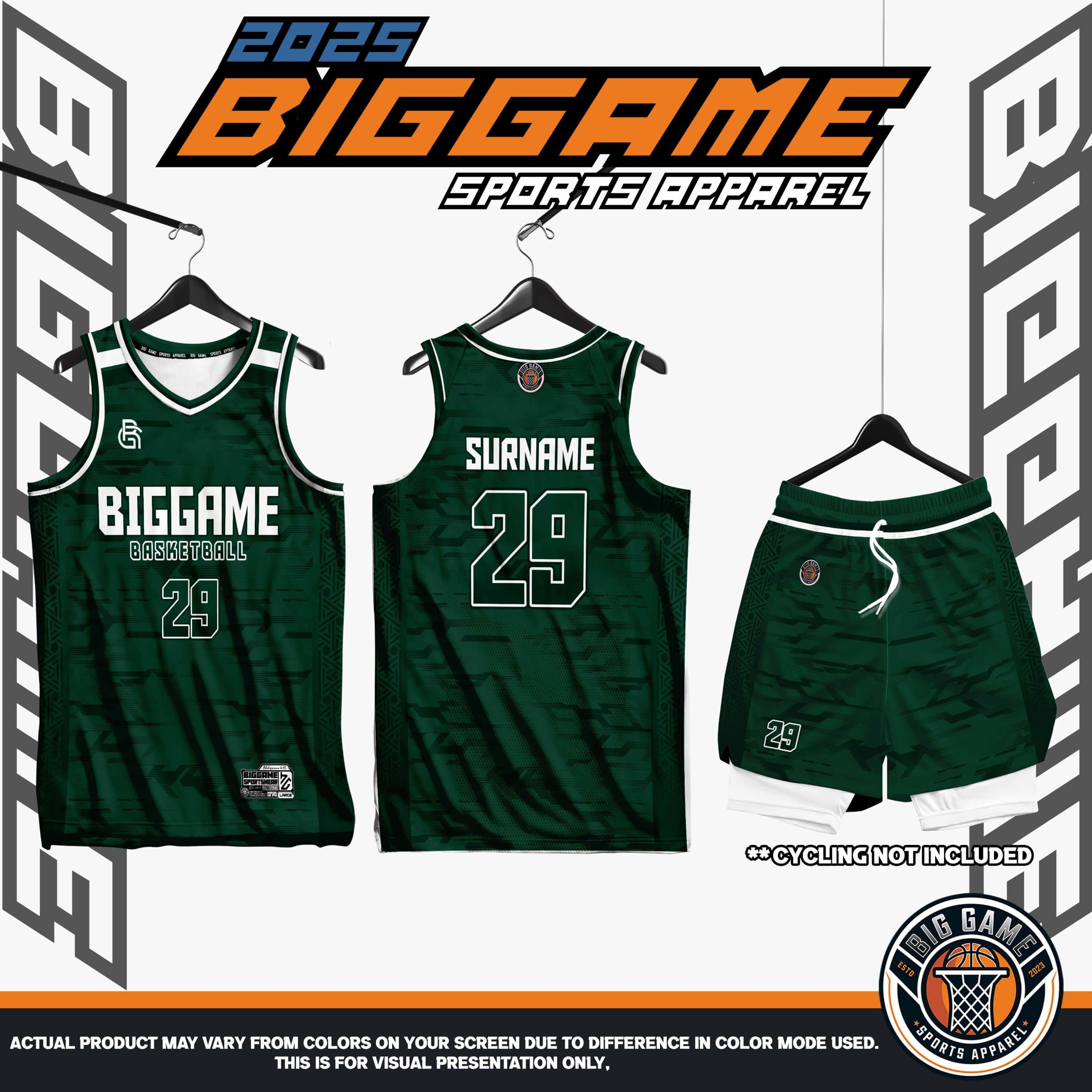 VARSITY GREEN basketball jersey and shorts set