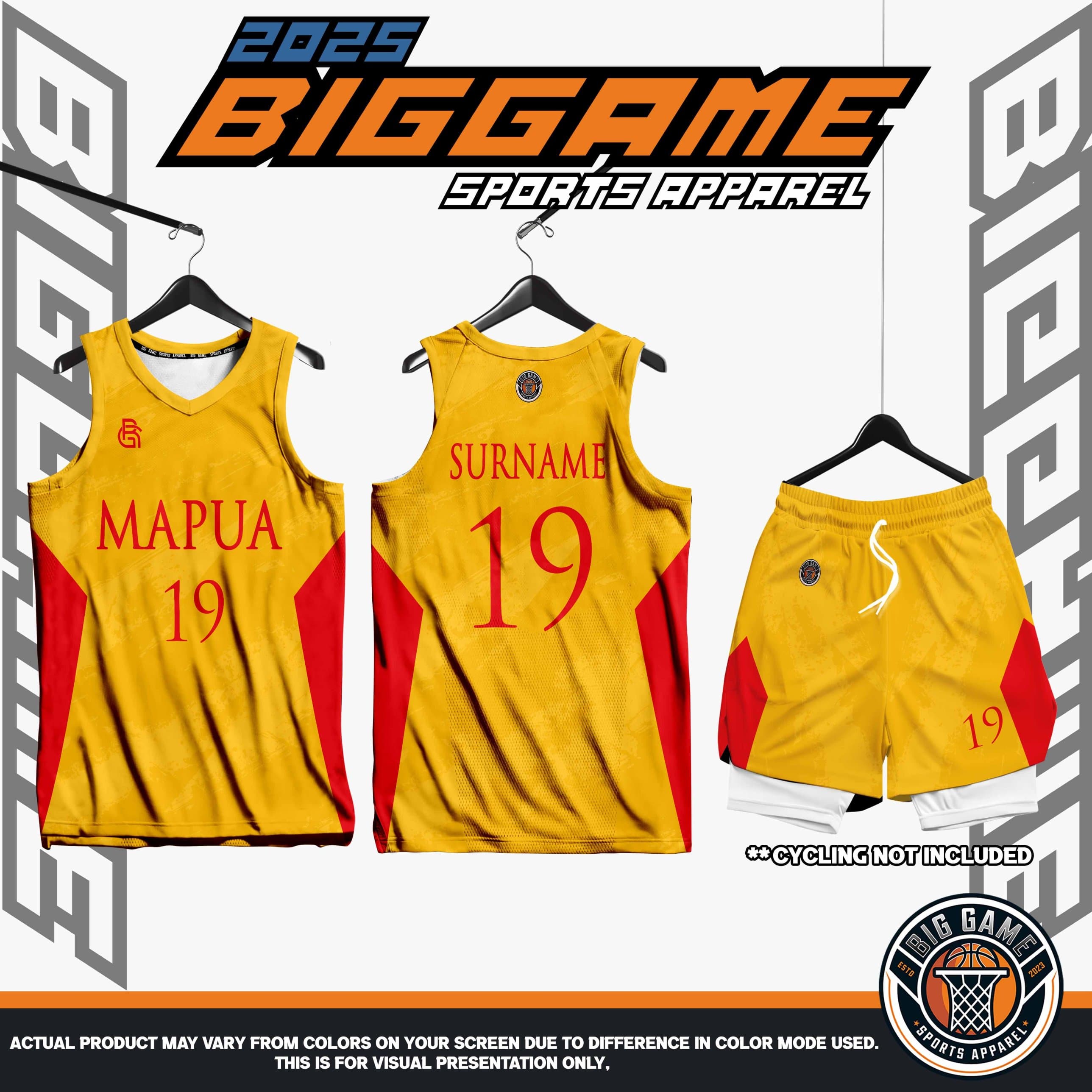 Mapua yellow jersey and shorts set