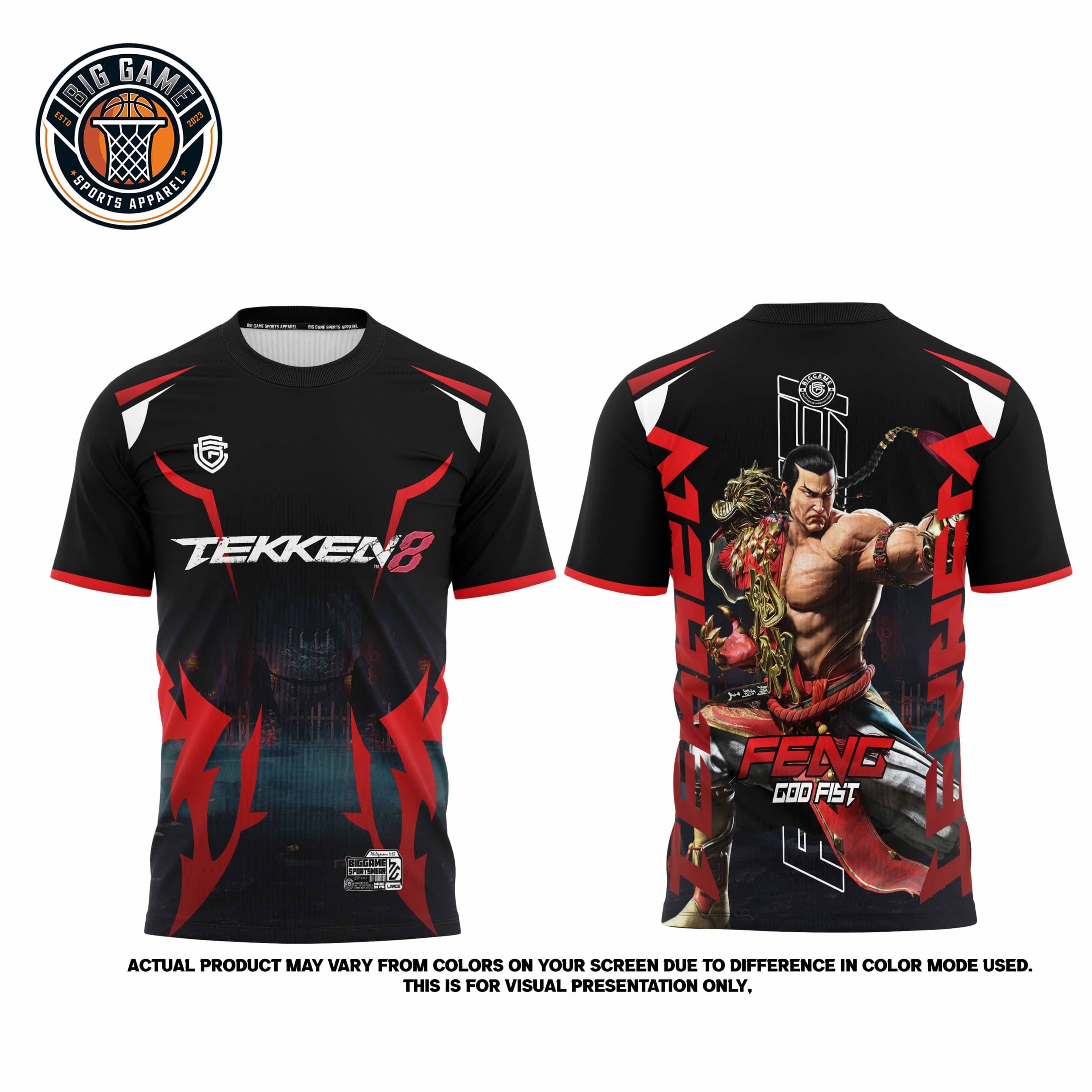 Feng Tekken 8 t-shirt set, front and back